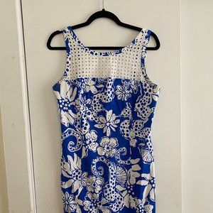 Lilly Pulitzer Blue & White Seahorse Eyelet Dress